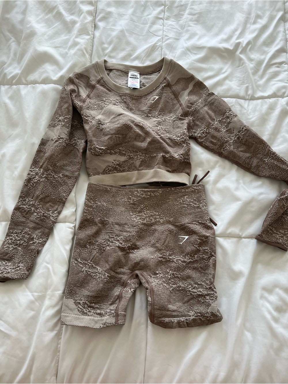 Gymshark Neutral Taupe Textured Seamless Crewneck Top